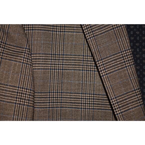 CROWN & IVY $200‎ Brown Blue Glen Plaid Two Button Sport Coat Men's 44R - Picture 3 of 6